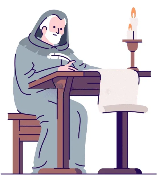 Mönch kopiert Manuskript